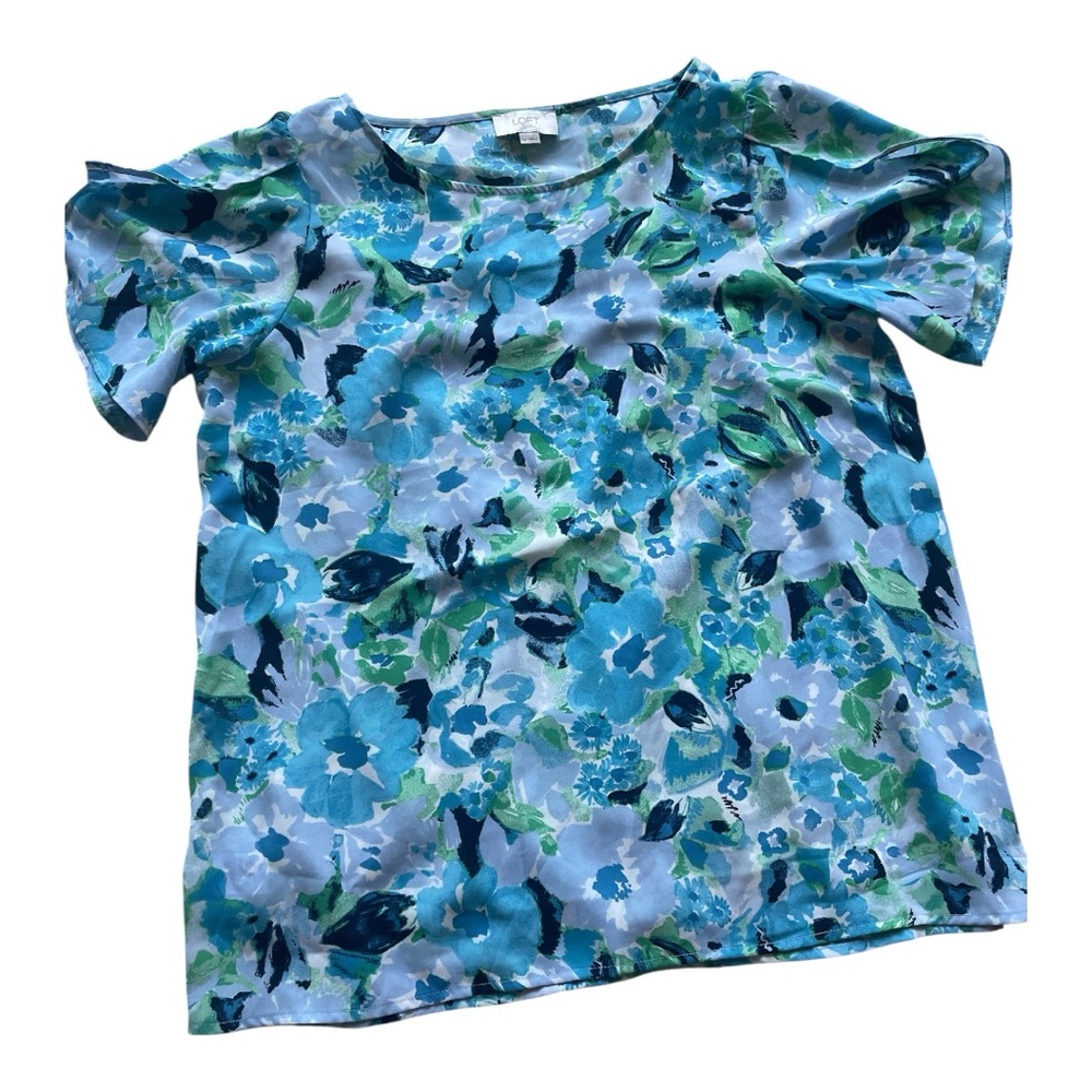 LOFT Kids Floral Blue and Green Blouse